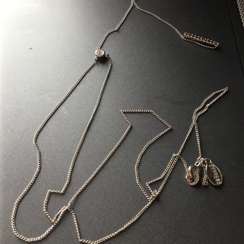 vintage Express White Gold 14kp lariat look delicate quiet money necklace